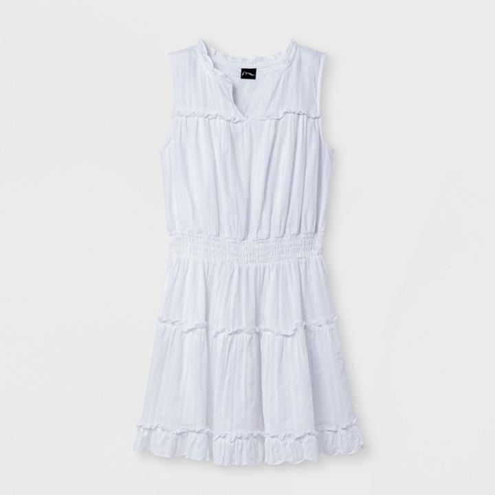 Girls' Smocked Waist Boho Dress - Art Class White