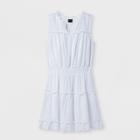 Girls' Smocked Waist Boho Dress - Art Class White