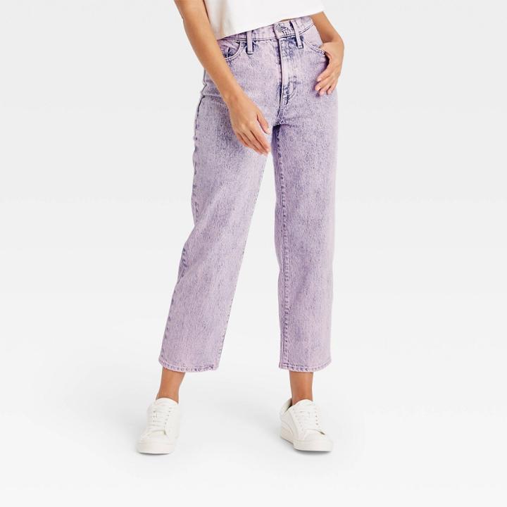 Women's Super-high Rise Vintage Straight Cropped Jeans - Universal Thread Pink
