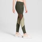 Women's Premium 7/8 Shine And Mesh Pieced Leggings - Joylab Deep Olive