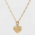 14k Gold Dipped 'h' Initial Diamond Cut Heart Pendant Necklace - A New Day Gold