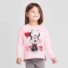 Minnie Mouse Toddler Girls' Minnie Hearts Vday Fleece Crew Sweatshirt - Pink