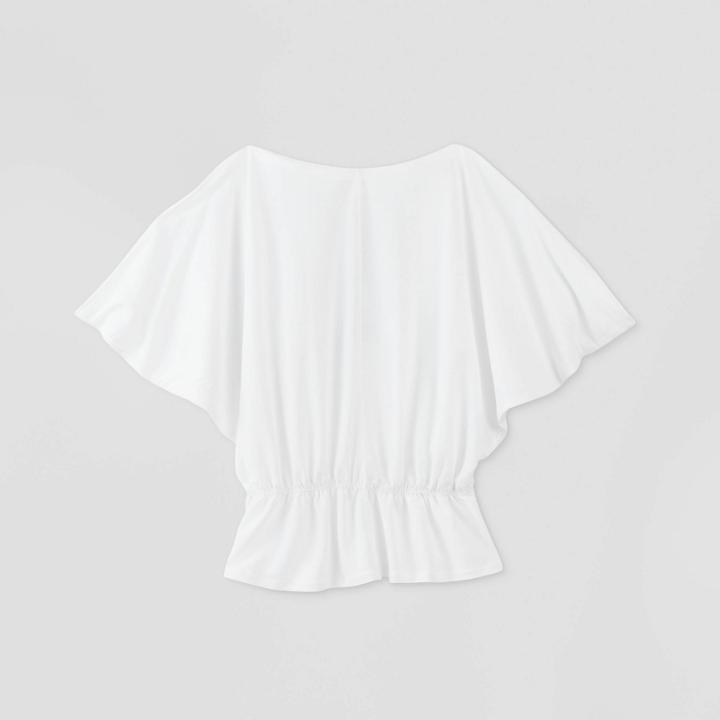 Women's Batwing Short Sleeve Blouse - Prologue White