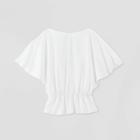 Women's Batwing Short Sleeve Blouse - Prologue White