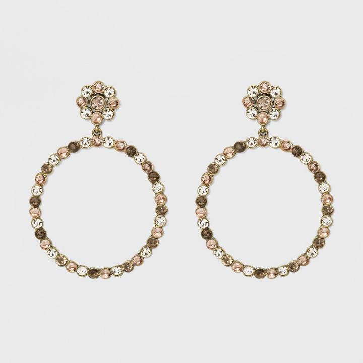 Sugarfix By Baublebar Flowers Crystal Hoop Earrings - Gray, Girl's
