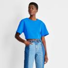 Women's Short Sleeve Boxy Crop T-shirt - Future Collective With Kahlana Barfield Brown Blue Xxs