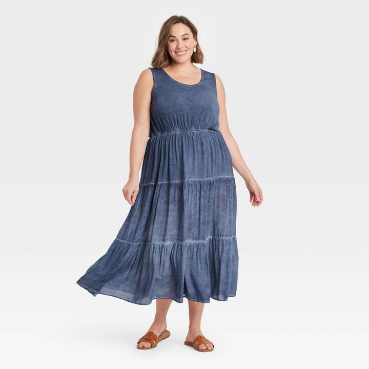 Women's Plus Size Sleeveless Knit Dress - Knox Rose Navy