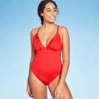 Women's Ruffle Front One Piece Swimsuit - Shade & Shore Red S, Women's,