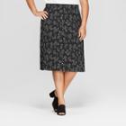 Women's Plus Size Printed Pleated Midi Skirt - A New Day + Vital Voices - Black