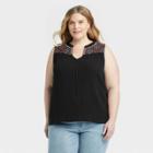 Women's Plus Size Sleeveless Gauze Tank Top - Knox Rose Black