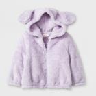 Baby Girls' Front Zip Fleece Puppy Hoodie - Cat & Jack Purple Newborn