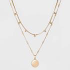 Ball & Medallion In Worn Gold Layer Necklace - Universal Thread Gold, Women's