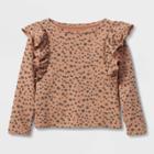 Grayson Mini Toddler Girls' Leopard Long Sleeve Ruffle Top - Brown