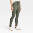 Women's Drawstring High-waist Lounge Leggings - A New Day Heather Olive