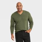 Men's Tall Regular Fit V-neck Pullover Sweater - Goodfellow & Co Olive Heather
