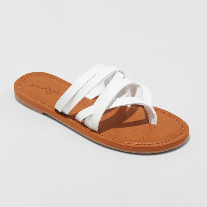 Women's Maritza Multi Strap Toe Wide Width Slide Sandal - Universal Thread White 5.5w,