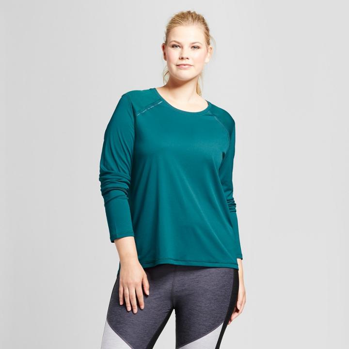 Women's Plus-size Long Sleeve Ventilated Tech T-shirt - C9 Champion Jade Green