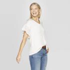 Women's Short Sleeve V-neck Ruffle Blouse - Knox Rose Ivory