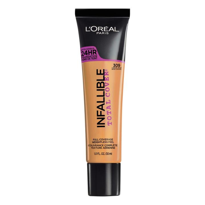 L'oreal Paris Infallible Total Cover Foundation 309 Caramel Beige 1 Fl Oz, Adult Unisex