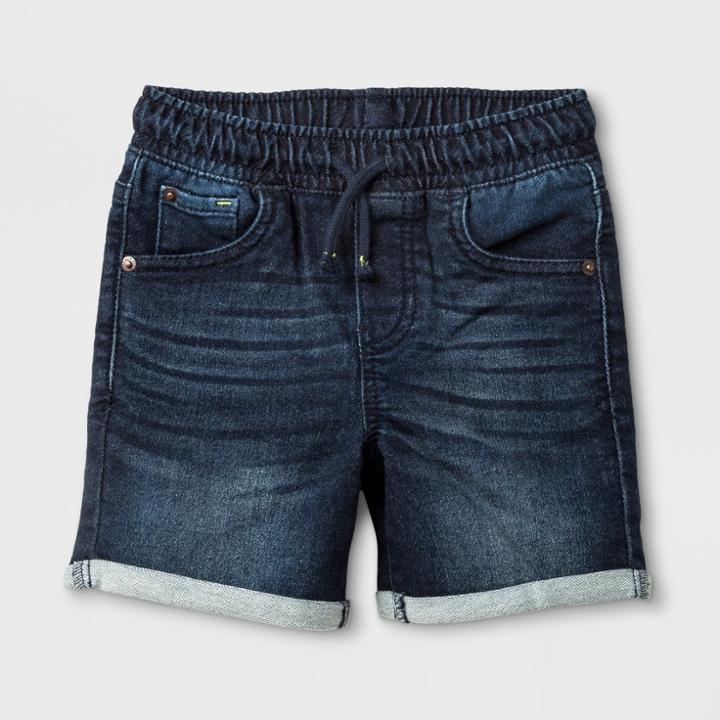 Toddler Boys' Roll Cuff Pull-on Jean Shorts - Cat & Jack Dark Wash 12m, Boy's, Blue