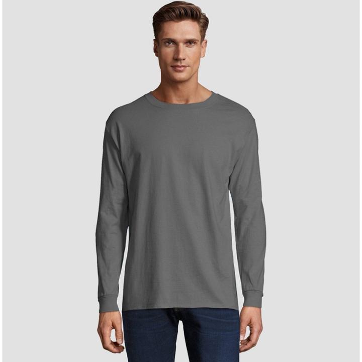 Hanes Men's Long Sleeve Beefy T-shirt - Smoke