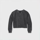 Girls' Cut Out V-neck Sweatshirt - Art Class Black