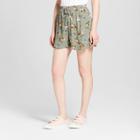 Women's Tie Front Floral Ruffle Shorts - Xhilaration Green