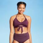 Women's Tie-front Bikini Top - Kona Sol Atlantic Burgundy