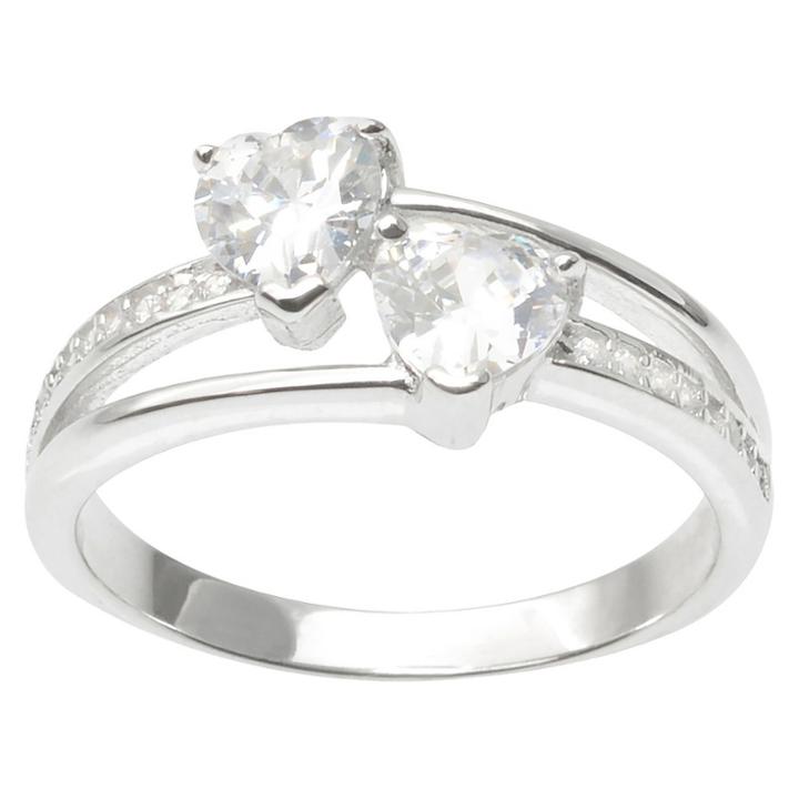Journee Collection 1 1/2 Ct. T.w. Heart Cut Cz Basket Set Split Band Ring In Sterling Silver -