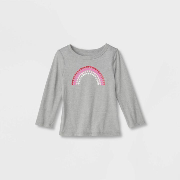 Toddler Girls' Adaptive Long Sleeve Graphic T-shirt - Cat & Jack Gray