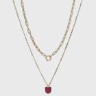 Speckled Half Moon Charm Double Layer Necklace - Universal Thread
