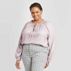 Women's Plus Size Long Sleeve V-neck Blouse - A New Day Purple 1x, Women's,