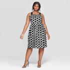 Women's Plus Size Polka Dot Off The Shoulder Contrast Strap Midi Dress - Who What Wear White/black X