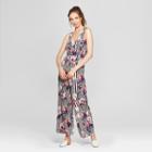 Women's Floral Print V-neck Jumpsuit - Love @ First Sight (juniors') Black/white