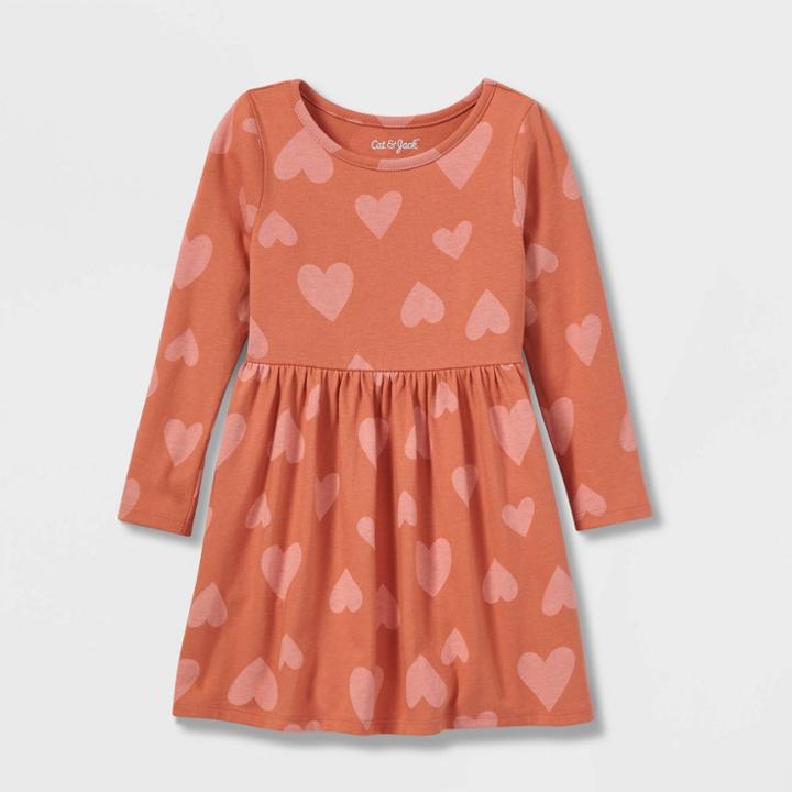 Toddler Girls' Printed Knit Long Sleeve Dress - Cat & Jack Pink