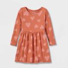 Toddler Girls' Printed Knit Long Sleeve Dress - Cat & Jack Pink