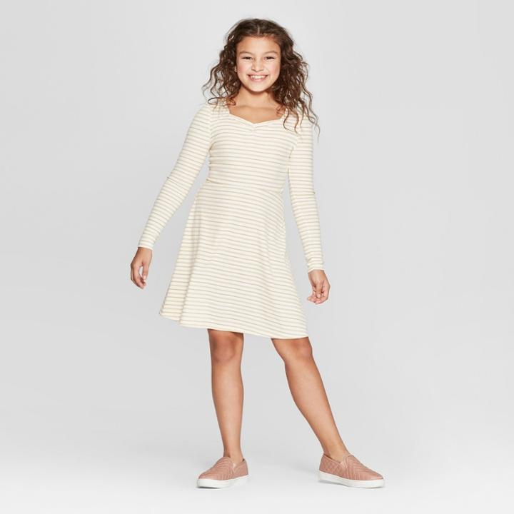 Girls' Stripe Skater Dress - Art Class M,