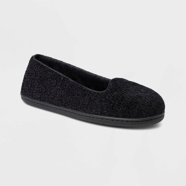 Women's Dearfoams Rebecca Chenille Closed-back Slippers - Black