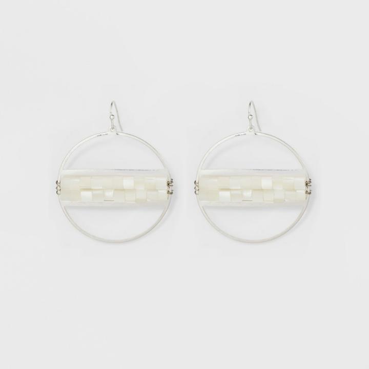 Silver Round Hoop Earrings - Universal Thread White/light