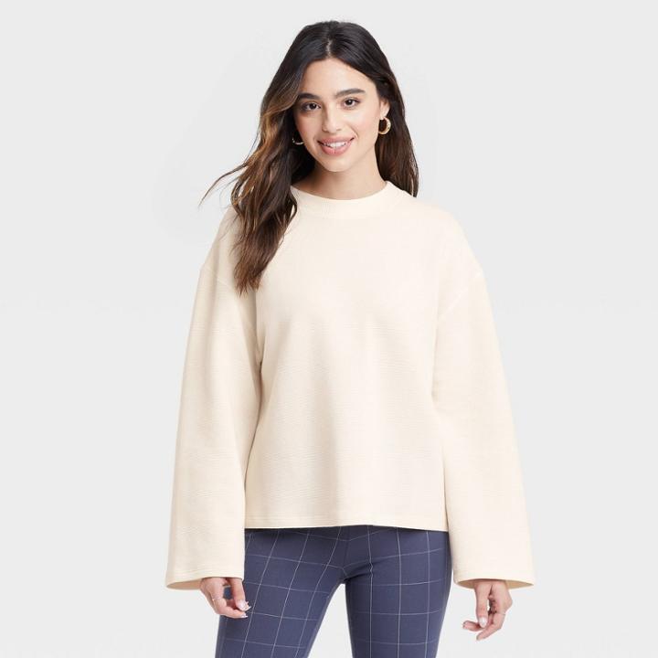 Women's Ottoman Sweatshirt - A New Day Cream