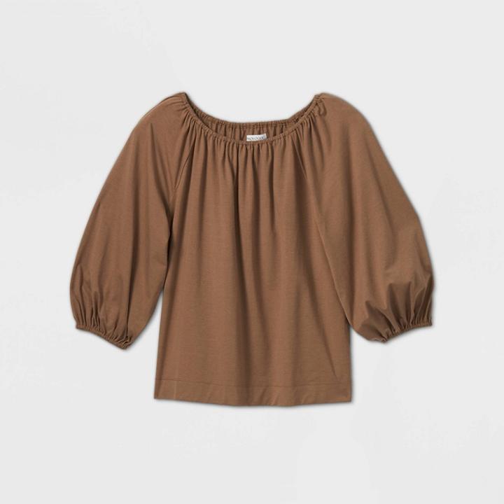 Women's Balloon Long Sleeve Blouse - Prologue Brown