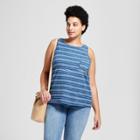 Women's Plus Size Knit Muscle Stripe Tank Top - Universal Thread Navy (blue)