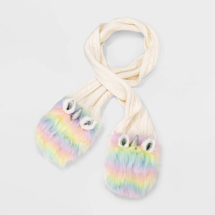 Girls' Unicorn Knit Scarf - Cat & Jack Cream, Ivory
