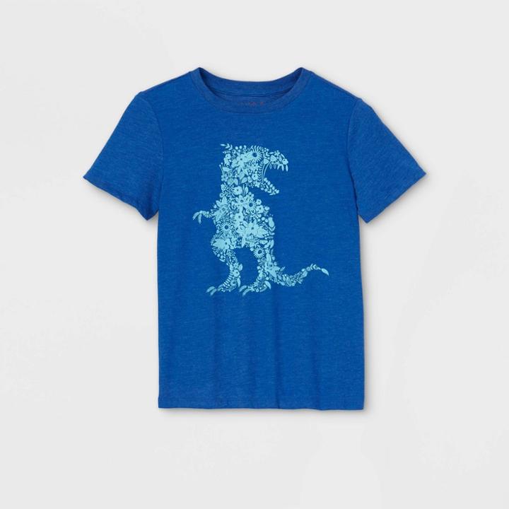 Boys' Short Sleeve Floral T-rex Graphic T-shirt - Cat & Jack Blue