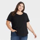 Women's Plus Size Essential Relaxed Scoop Neck T-shirt - Ava & Viv Black
