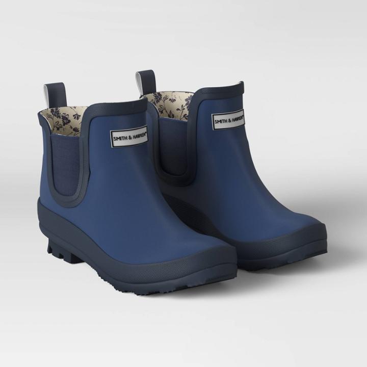 Smith & Hawken Rubber Ankle Rain Boots Size 7 Blue -