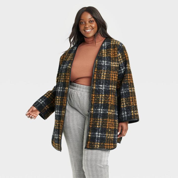 Women's Plus Size Cozy Overcoat - Ava & Viv Rust X, Red