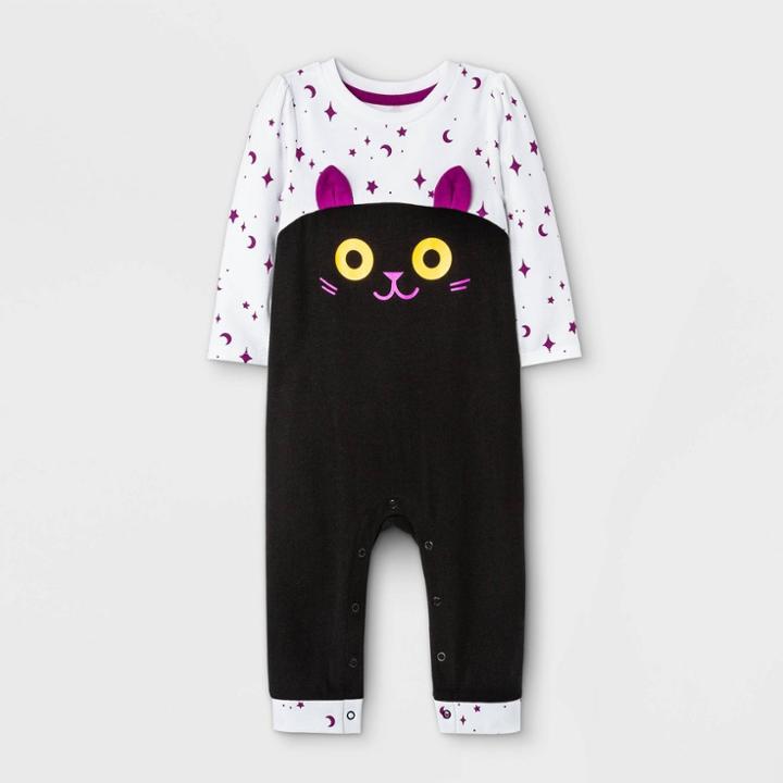 Baby Girls' Cat Long Romper - Cat & Jack Purple Newborn