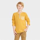 Boys' Long Sleeve Double Knit Henley T-shirt - Cat & Jack Mustard Yellow