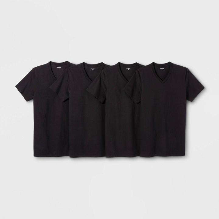Men's 4pk V-neck T-shirt - Goodfellow & Co Black